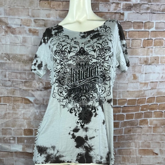 Affliction Tops - Affliction Women’s Graphic Short Sleeve Tie-Dye T-Shirt -Size: Medium -NWT